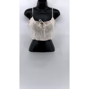 JOHN GALT Women's Off-White Linen-Blend Crop Top SZ OS